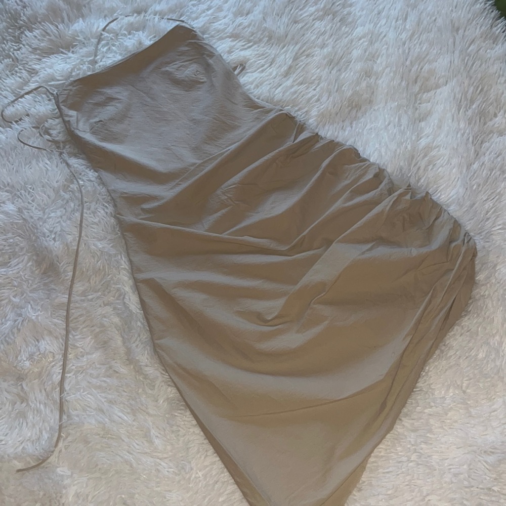 Beige Botany Backless Asymmetrical Dress